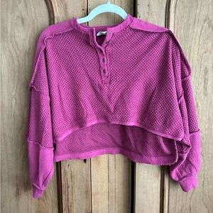 Urban Outfitters cropped waffle knit henley top